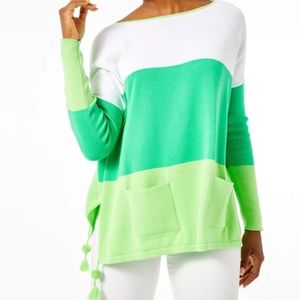 Lily Pulitzer WESTWOOD COOLMAX SWEATER IN MYRTLE GREEN TRI COLOR BLOCK Sz XXS